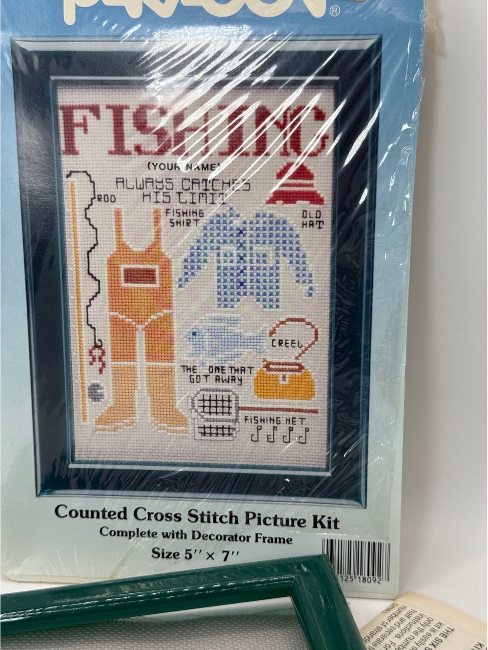 Fishing Counted Cross Stitch Picture Kit Vintage Needlecraft, READ